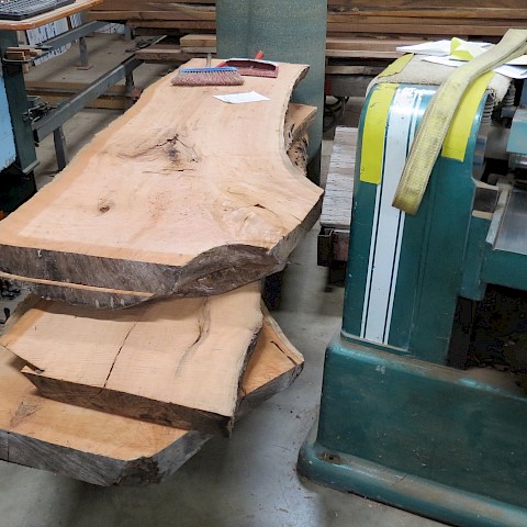 Cherry slabs before machining into table blanks.   8/30/21